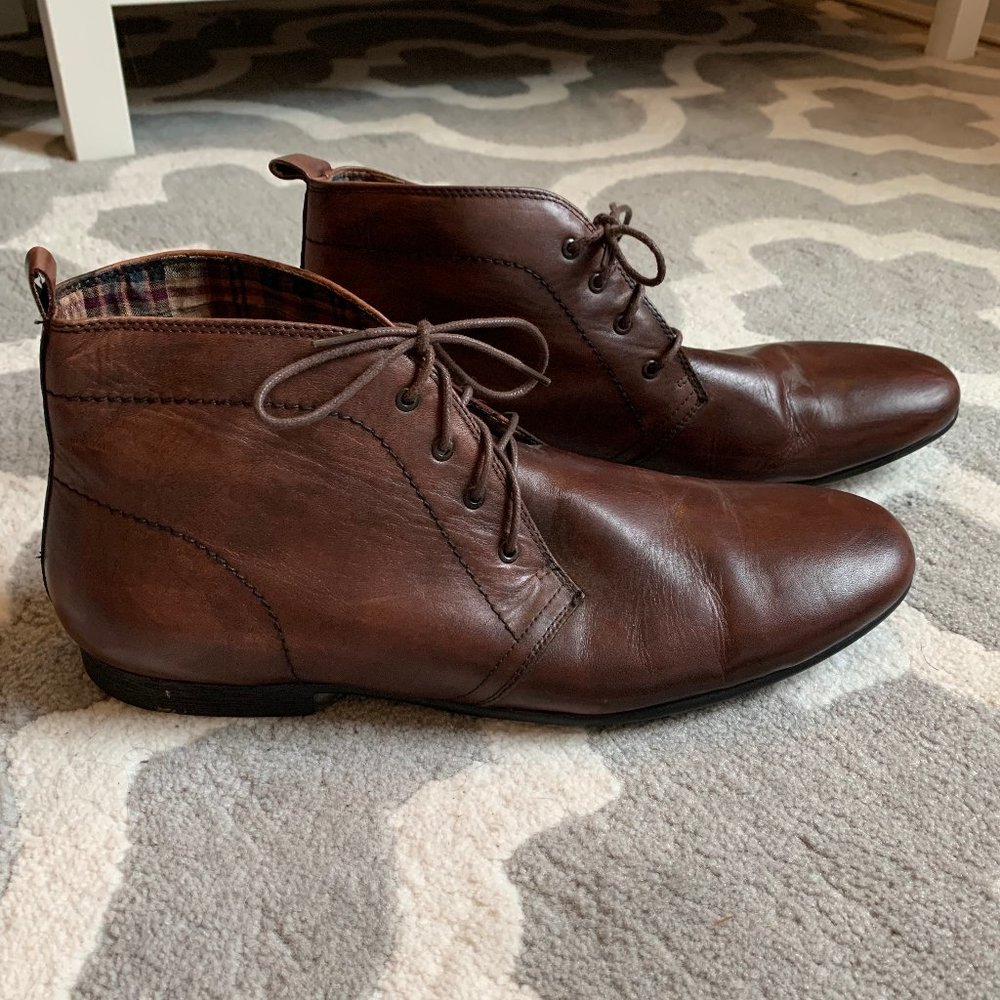 Bed Stu Brown Leather Lace-Up Boots